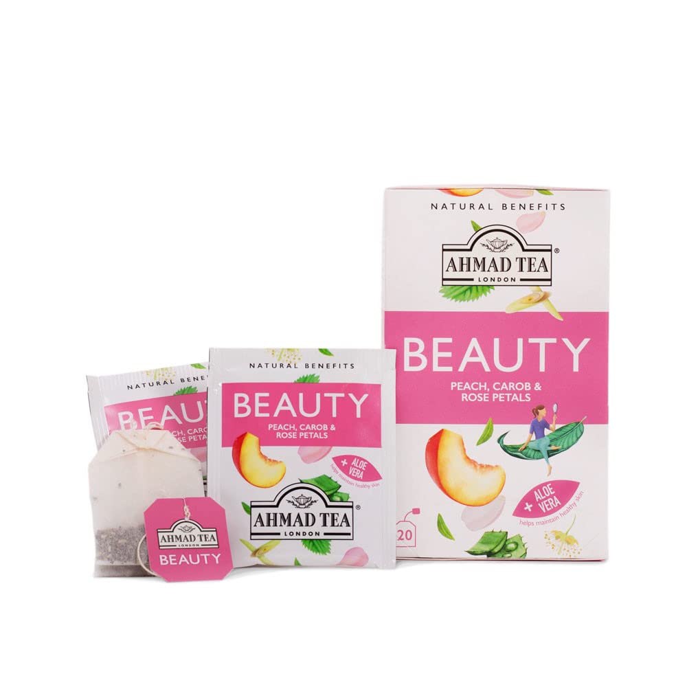 Ahmad Tea Herbal Tea, Peach, Carob, and Rose Petals 'Beauty'