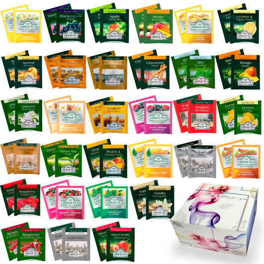 Premiun Tea Sampler Assortment Box (62 Count) 31 Flavors Variety AHMA Assortment Tea Bags Gift for Mom Dad Women Men Friends giftable box - assorted tea bags gifts for tea lovers